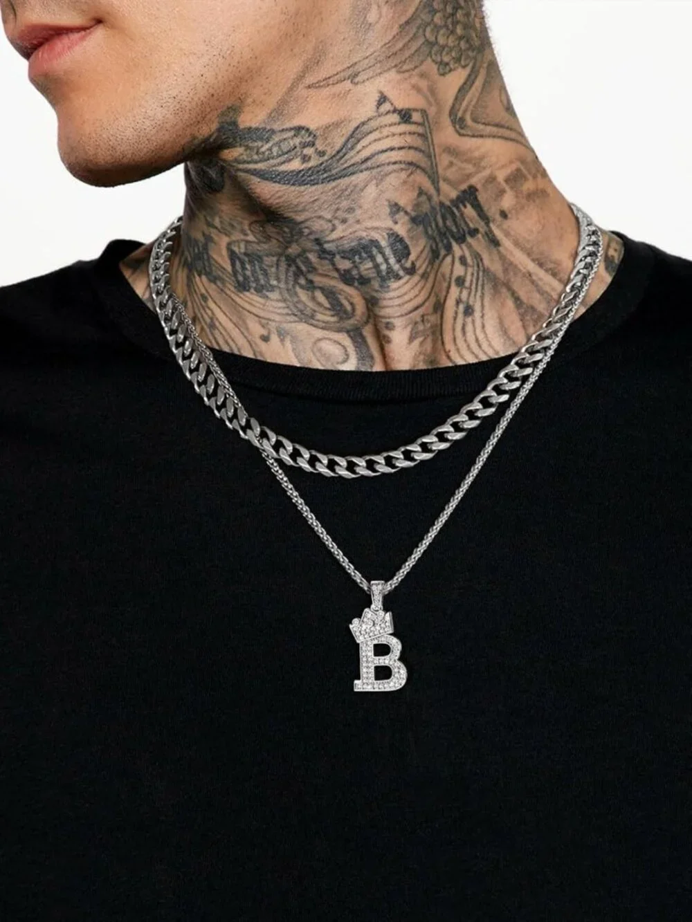 Personalized Crown Initial Necklace for Men & Women, Bling CZ Pendant, Hip Hop